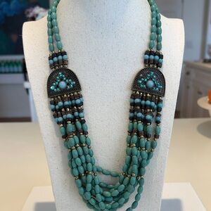 Native american inspired faux Turquoise Beaded Necklace